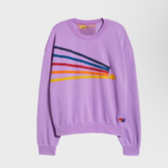 AVIATOR NATION Relaxed Fit Daydreamer Crew Neon Purple Rainbow Size Large - Picture 8 of 8